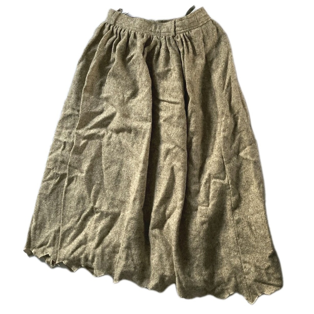 Vtg. Escada Wool Skirt Women 36 Tweed A-Line Midi Pleated Pockets Sawtooth Hem
